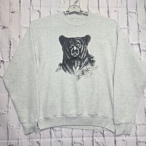 Vintage 90s Fruit Of The Loom BEAR Graphic Crewneck Sweatshirt Made In USA Sz XL